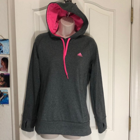 adidas Tops - Grey & Pink Adidas Ultimate Hoodie w/ thumb holes